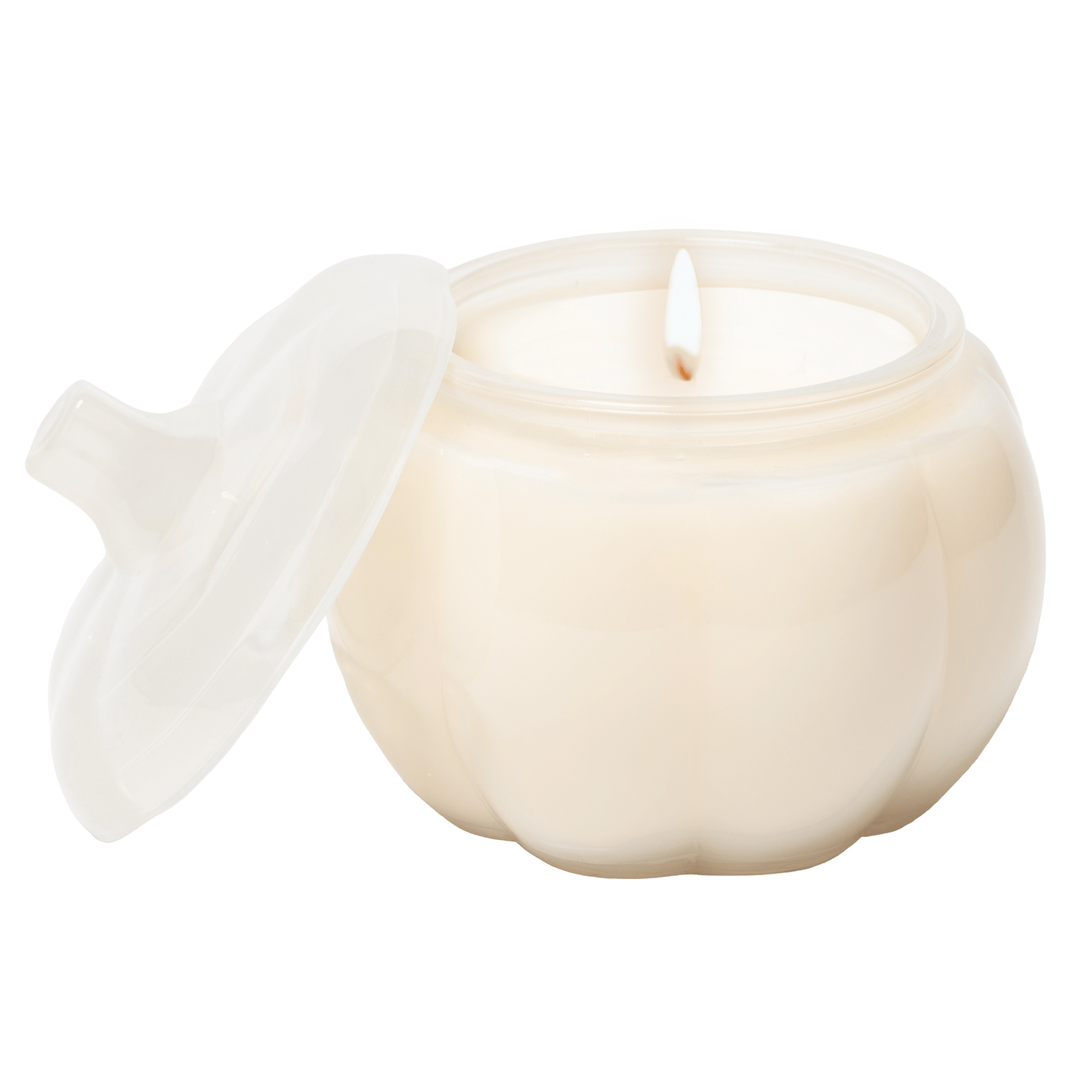 Warm and Cozy Soy Candle - White Translucent Glass Pumpkin Jar - 20 oz - SwagglyLife Home & Fashion